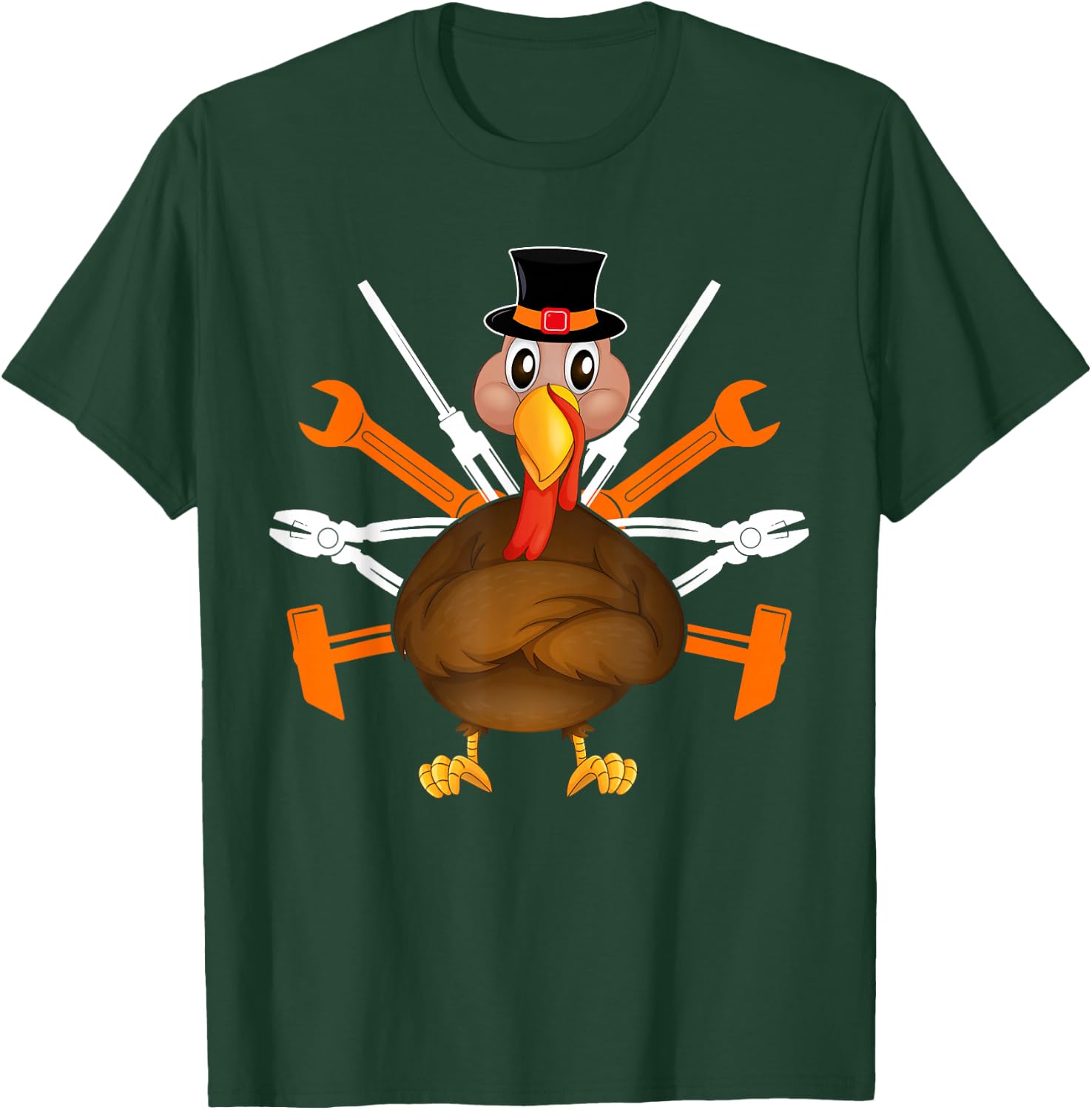 Thanksgiving Mechanic Turkey Matching Autumn Family Group T-Shirt - T-Shirt | Forest