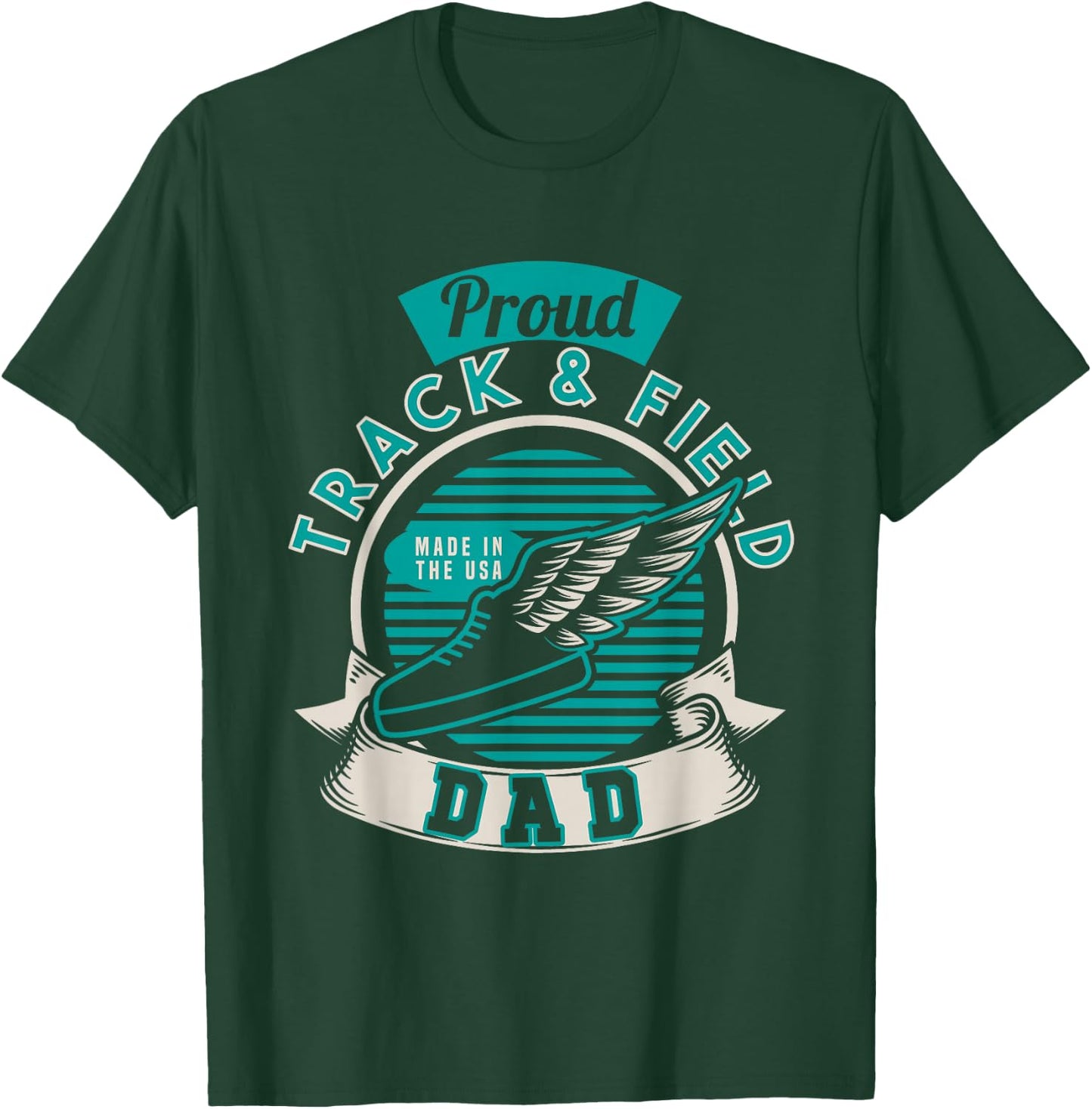 Proud Track & Field Dad USA | Athletics Sports | Running T-Shirt - T-Shirt | Forest