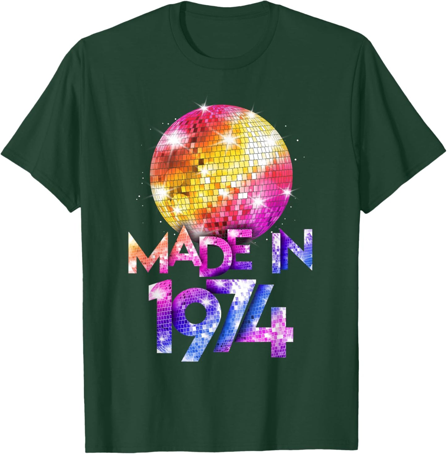 Women 80s Birthday Retro Disco Vibes 1974 T-Shirt - T-Shirt | Forest