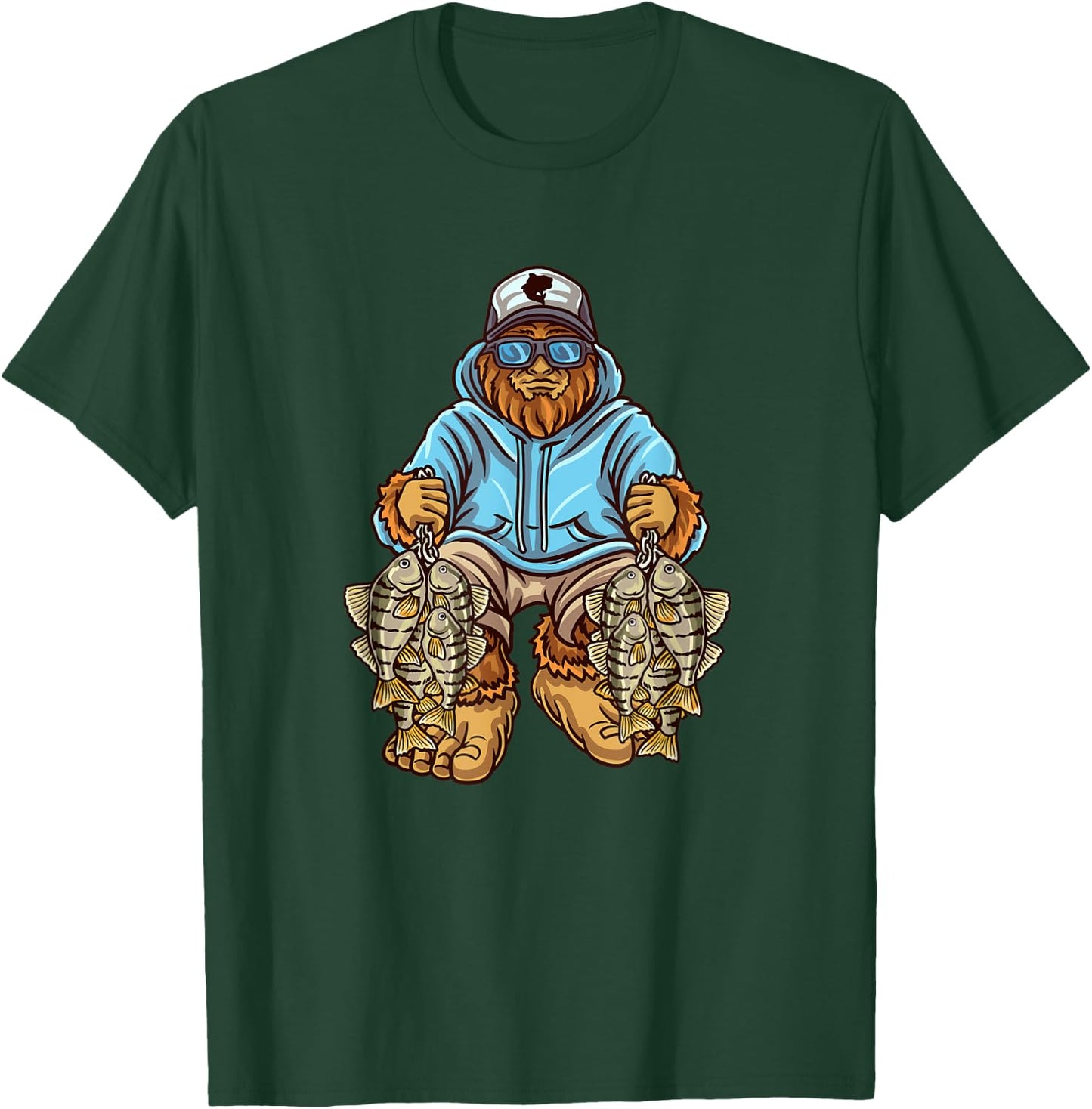 Perch Fishing Bigfoot Fisherman T-Shirt - T-Shirt | Forest
