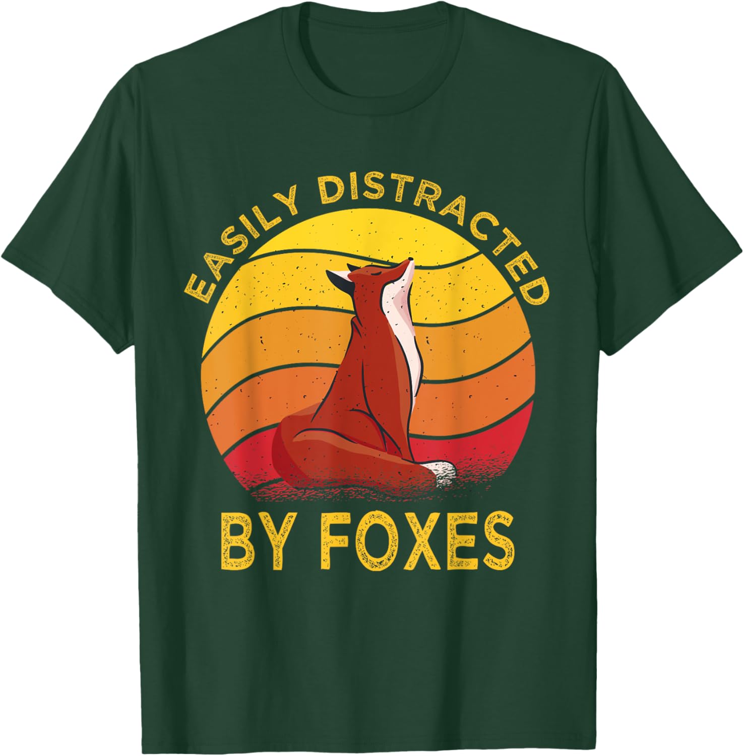 Easily Distracted By Foxes Vintage Funny Fox T-Shirt - T-Shirt | Forest