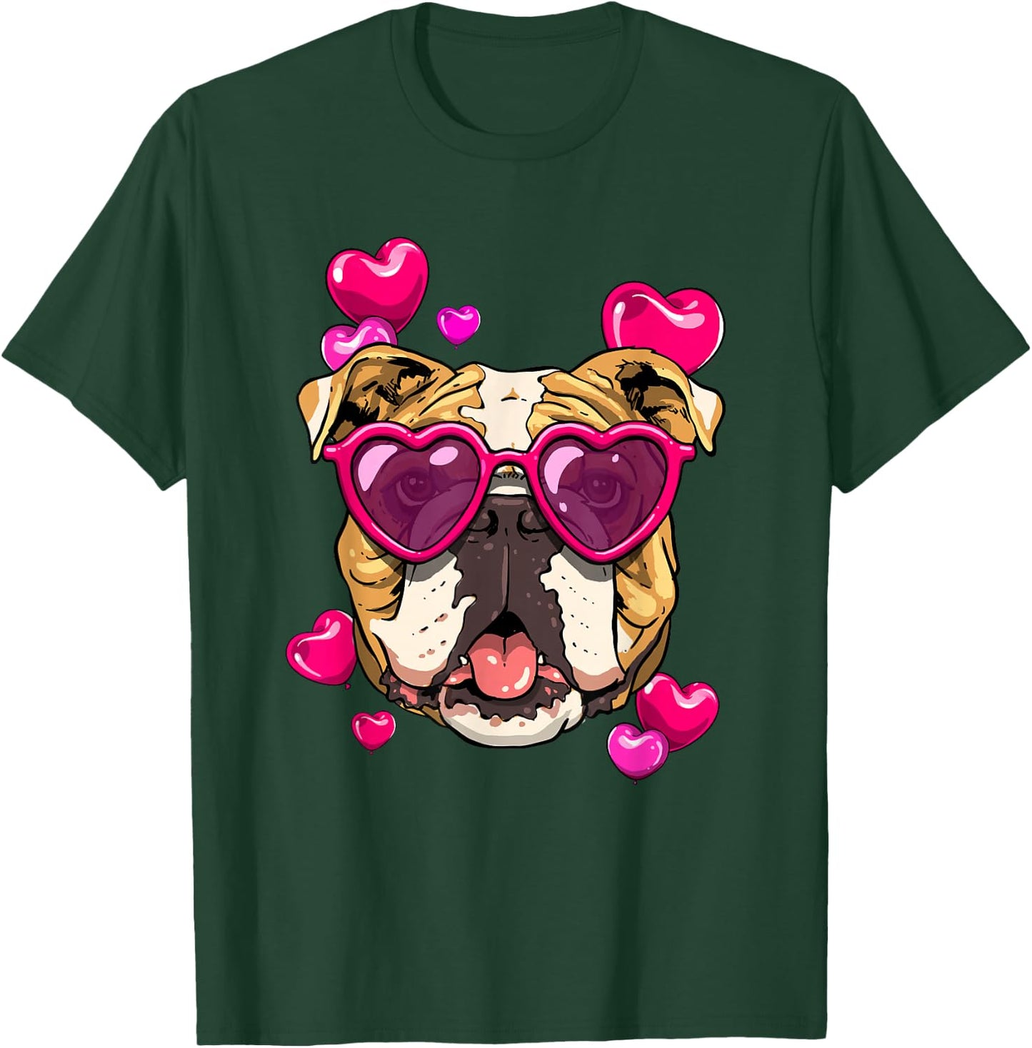 Valentines Day American Bulldog Heart Couples Dog Lover T-Shirt - T-Shirt | Forest