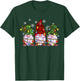 Three Gnomes Wearing Plaid Wrapped In Christmas Lights T-Shirt - T-Shirt | Forest