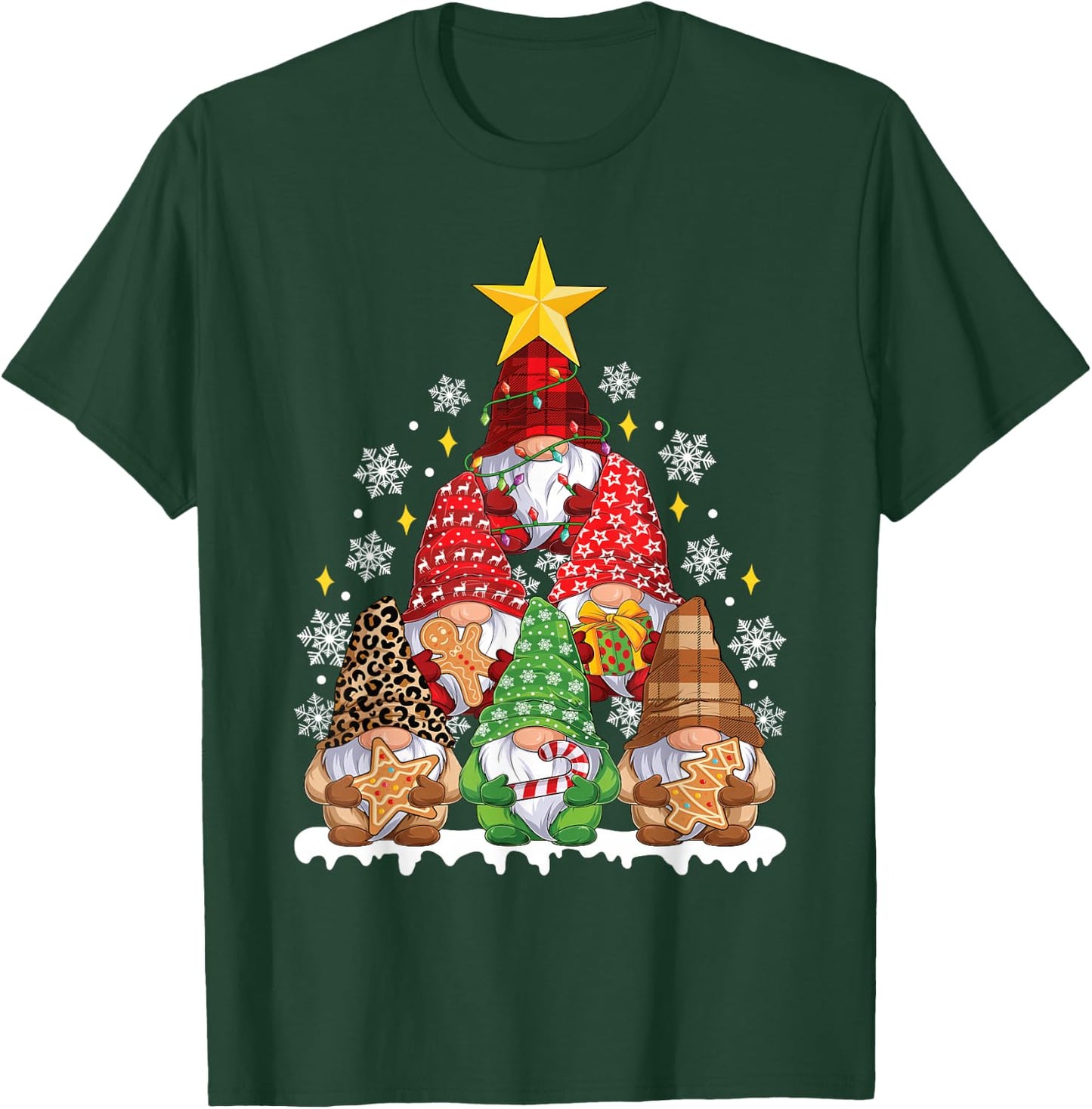 Funny Xmas Gnome Christmas Tree Men Women Kids T-Shirt - T-Shirt | Forest