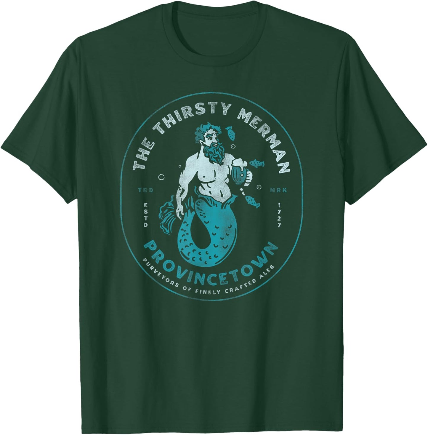Funny Bearded Mermaid Drinking Beer Ptown Cape Cod Bar Party T-Shirt - T-Shirt | Forest
