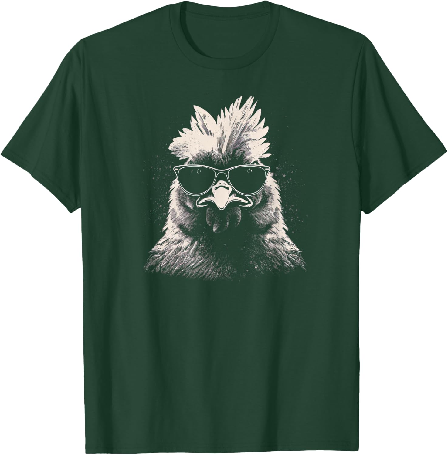 Cool Chicken With Sunglasses Sketch Punk Stencil Rooster T-Shirt - T-Shirt | Forest