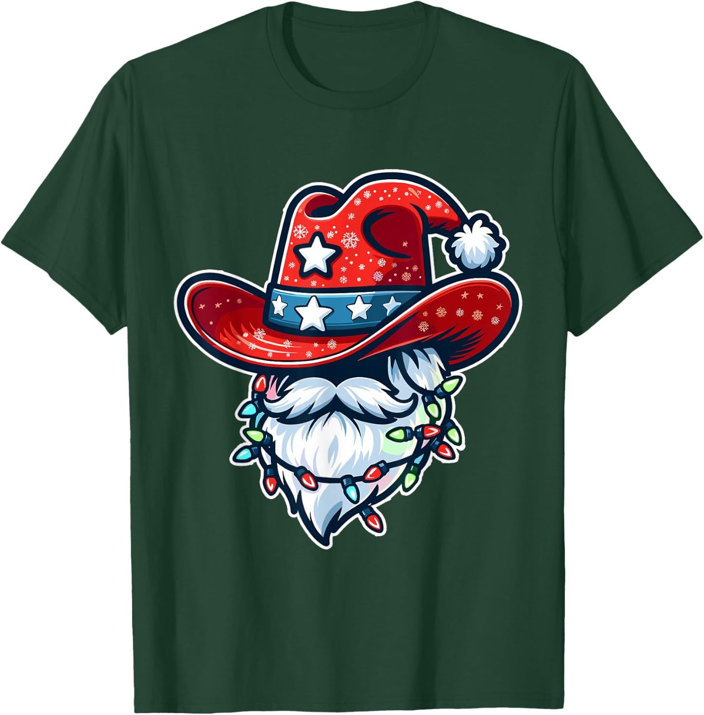 Cowboy Santa Hat Xmas Reindeer Rodeo Christmas In Texas T-Shirt - T-Shirt | Forest