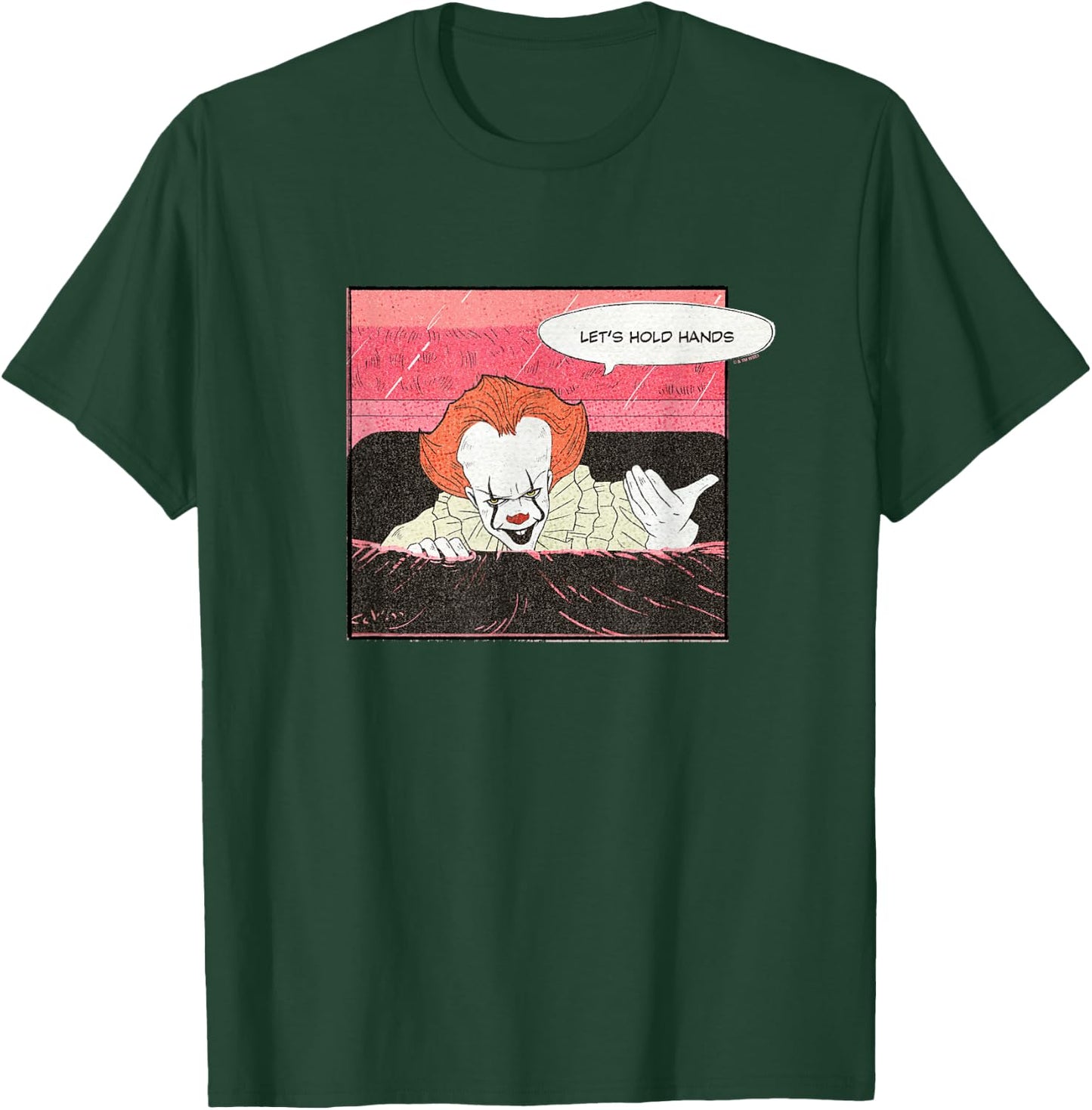 It Valentine's Day Let's Hold Hands Pennywise Retro Drawing T-Shirt - T-Shirt | Forest