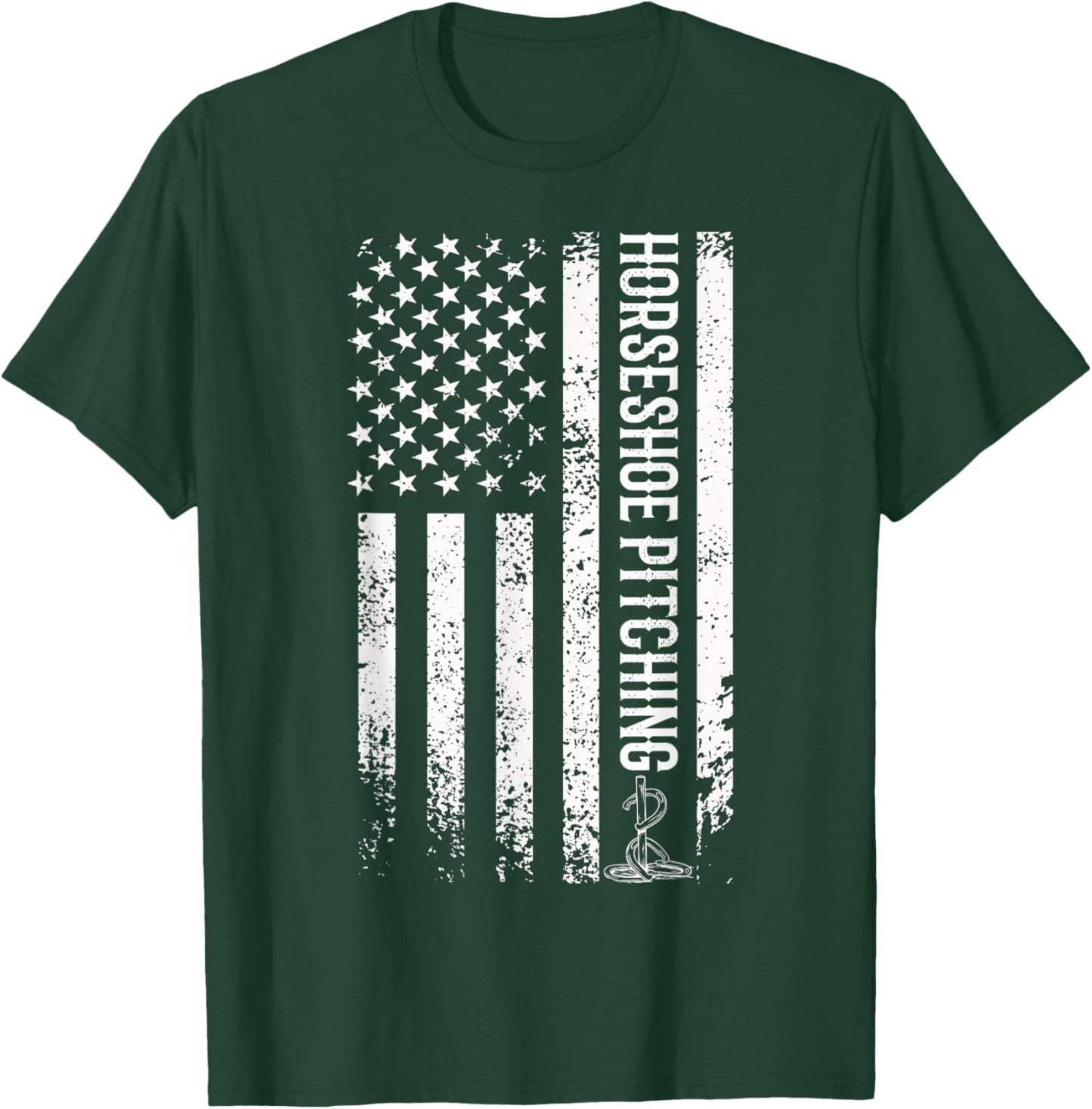 Horseshoe pitching usa flag horseshoe throwing patriotic T-Shirt - T-Shirt | Forest