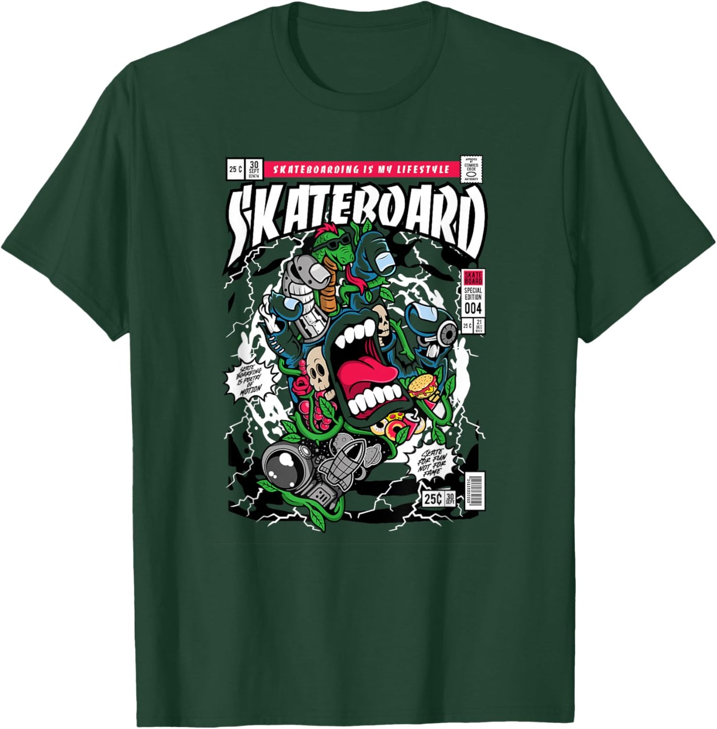 Funny Skateboard Hand Funny Hand Screaming Skateboard 80s T-Shirt - T-Shirt | Forest