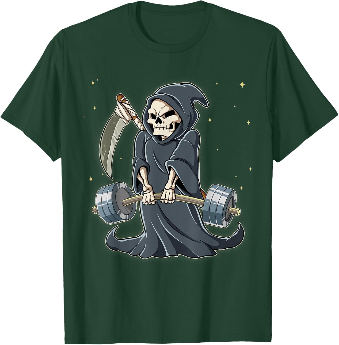 Grim Reaper Gym Weight Training Deadlift T-Shirt - T-Shirt | Forest