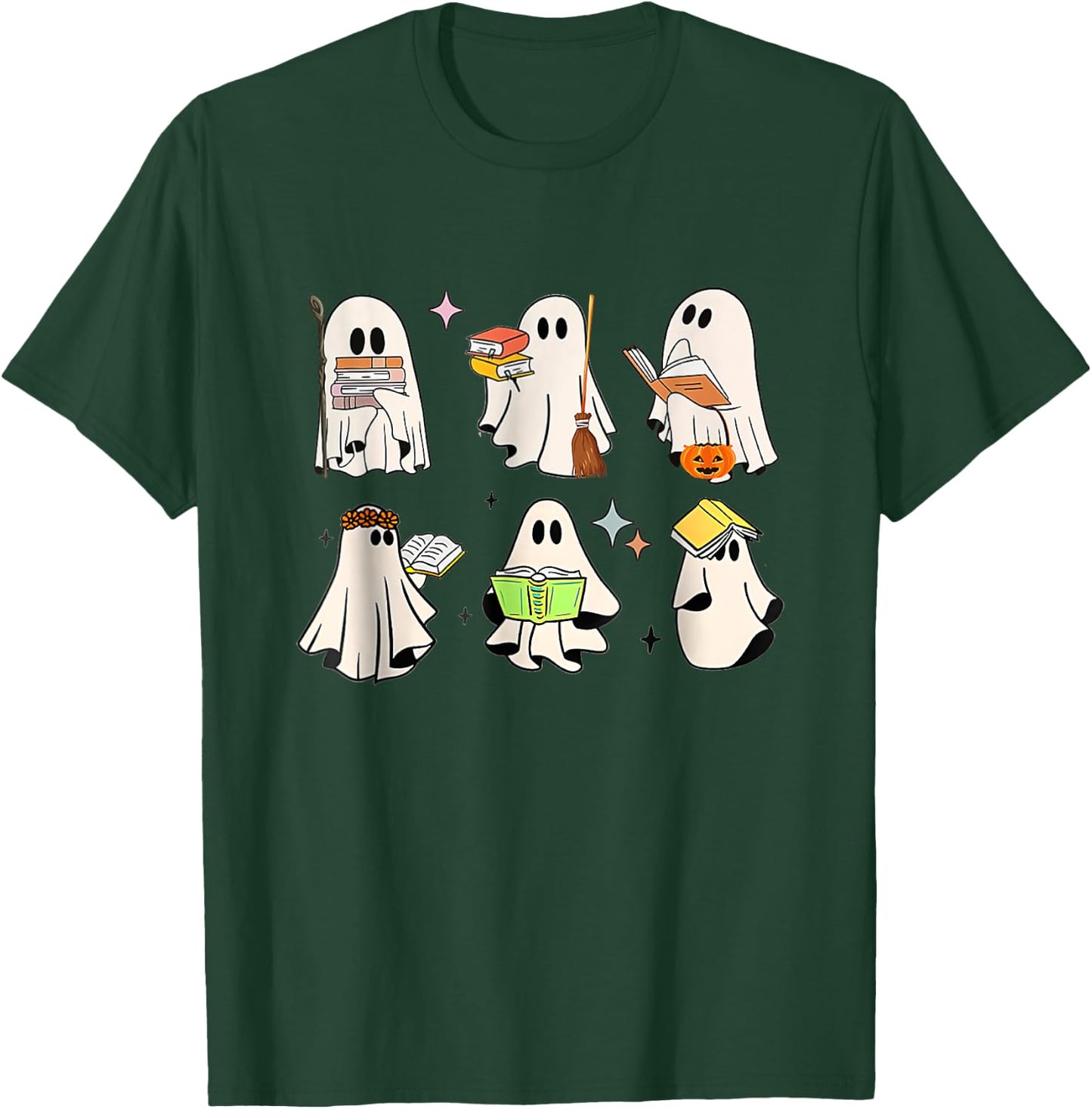 Ghost Reading Teacher Halloween Costume Librarian Book Lover Women T-Shirt - T-Shirt | Forest