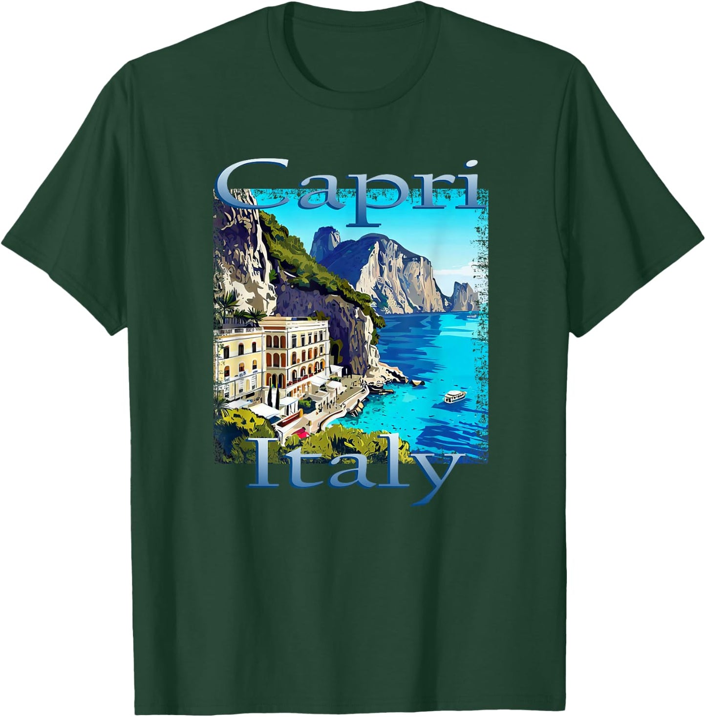 Capri Italy Grunge Style Design T-Shirt - T-Shirt | Forest