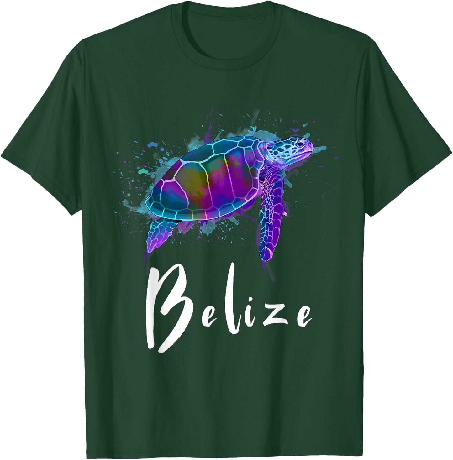 Belize Watercolor Sea Turtle Souvenir T-Shirt - T-Shirt | Forest