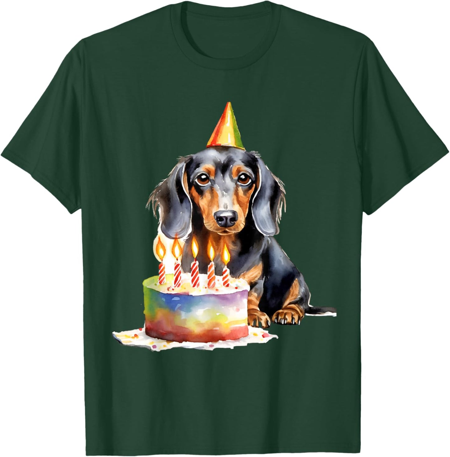 Dachshund Dog Birthday Party Cake Perfect for Dog Lovers T-Shirt - T-Shirt | Forest
