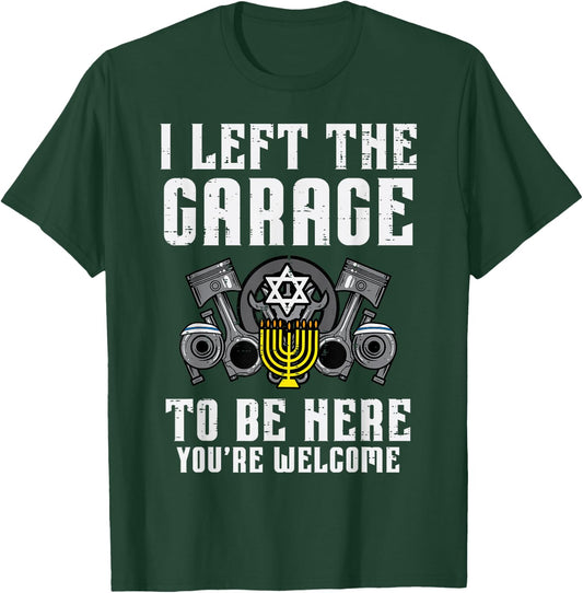 Hanukkah Left Garage Be Here Chanukah Mechanic Men Boys Kids T-Shirt - T-Shirt | Forest