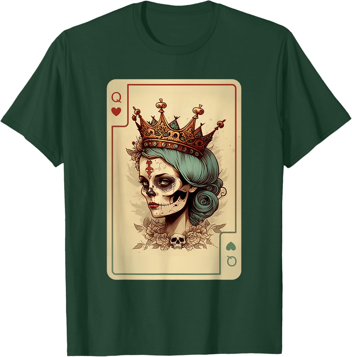 Queen of Hearts Gothic Card Game Creepy Poker Halloween T-Shirt - T-Shirt | Forest