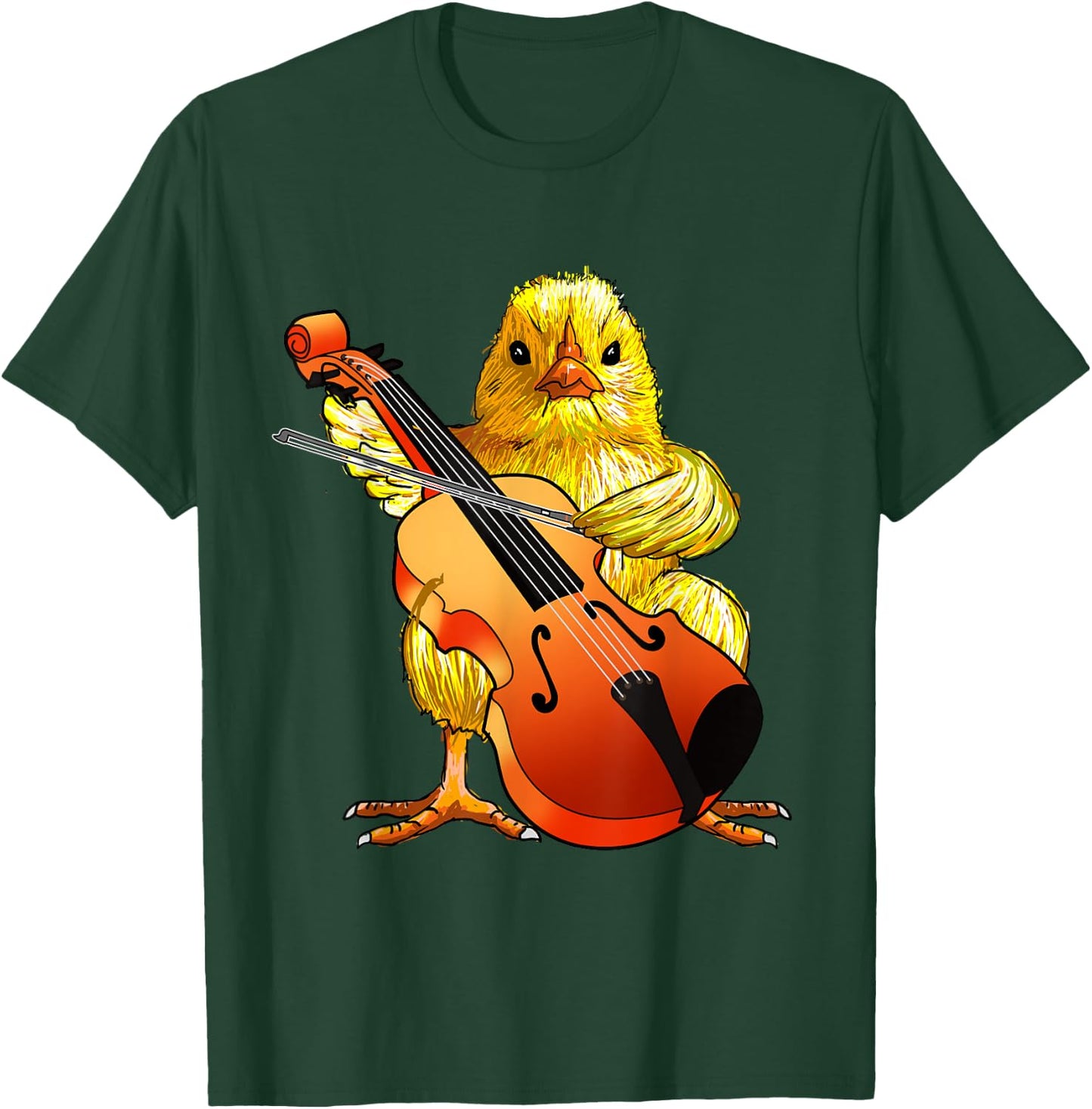 Cute Chicken Playing Cello - Musical Cello Player Gifts Idea T-Shirt - T-Shirt | Forest