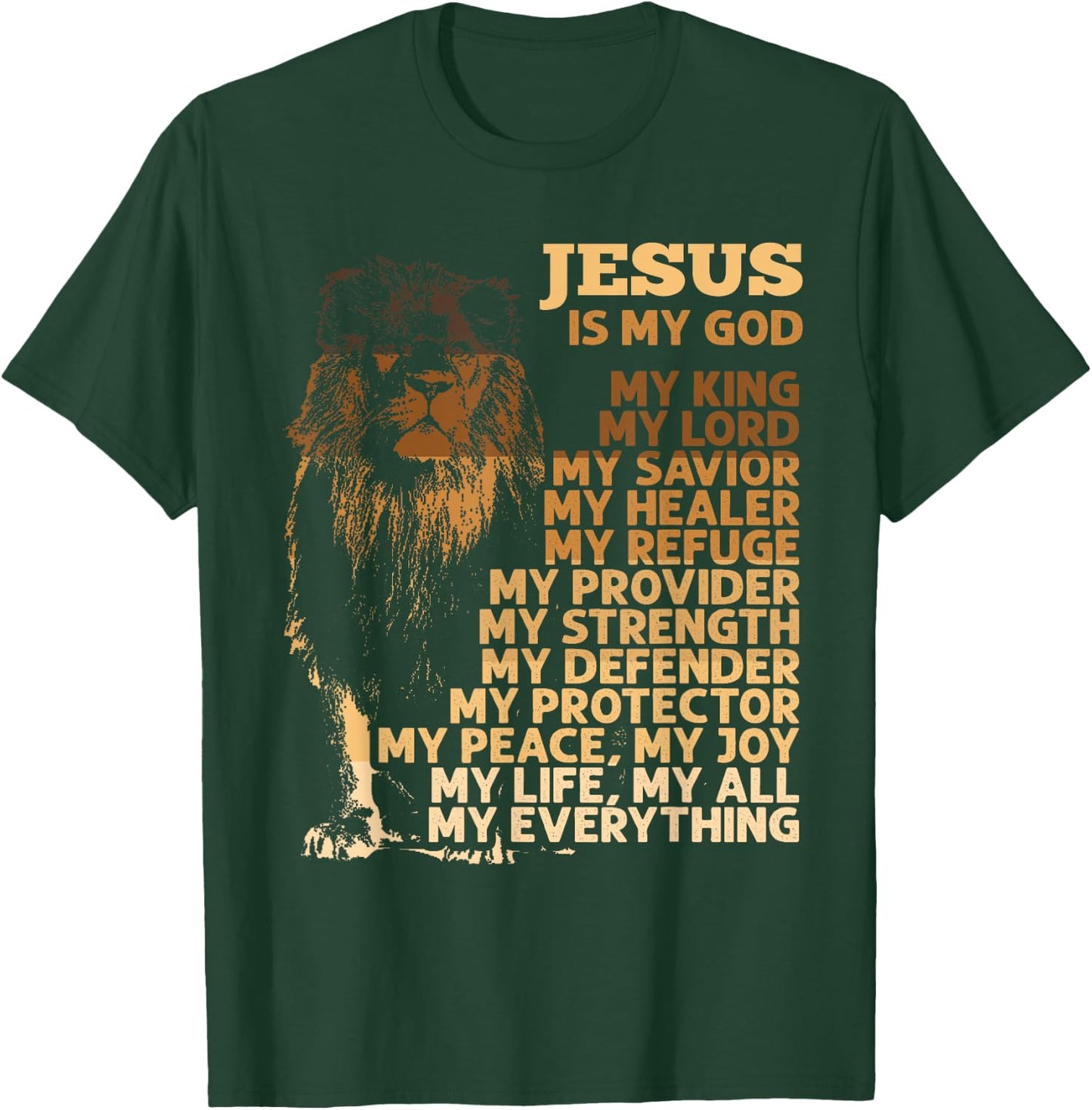 Jesus Is My God My King Black History Month BLM Melanin Lion T-Shirt - T-Shirt | Forest