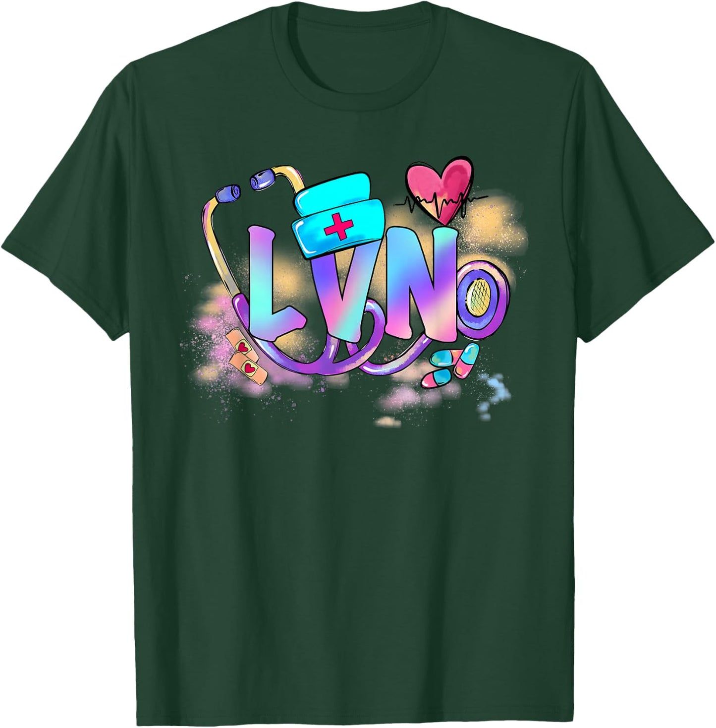 Tie Dye LVN Cute Nurse Day CNA RN Nurse Week Gifts Nursing T-Shirt - T-Shirt | Forest