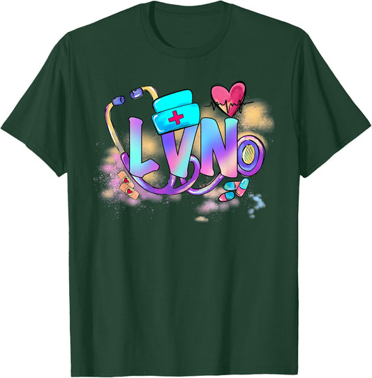 Tie Dye LVN Cute Nurse Day CNA RN Nurse Week Gifts Nursing T-Shirt - T-Shirt | Forest