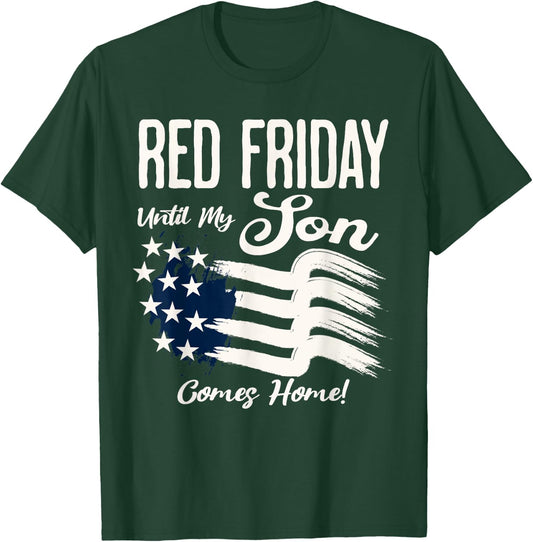 On Friday We Wear Red Friday For My Son Deployment US Flag T-Shirt - T-Shirt | Forest