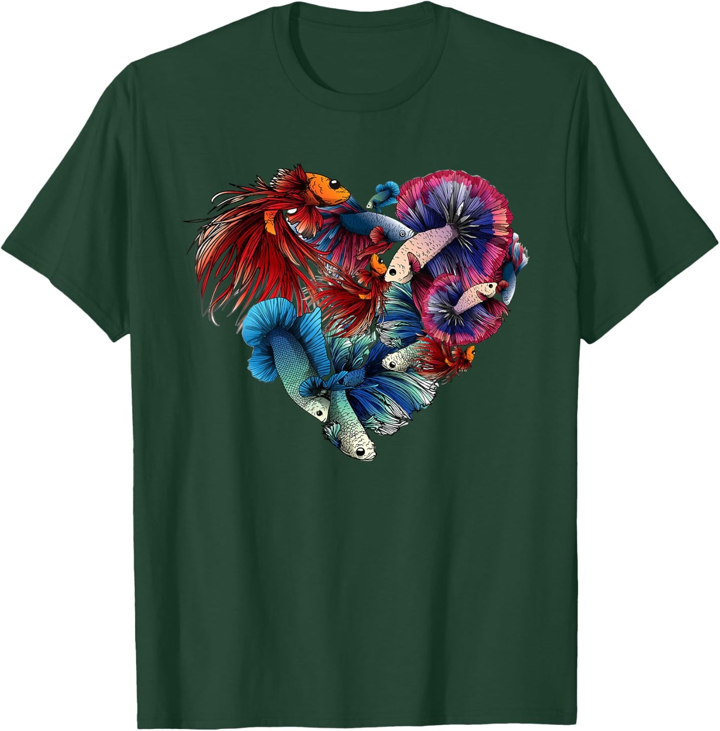 Siamese Fighting Fish Betta A Colorful Heart Betta Fishes T-Shirt - T-Shirt | Forest