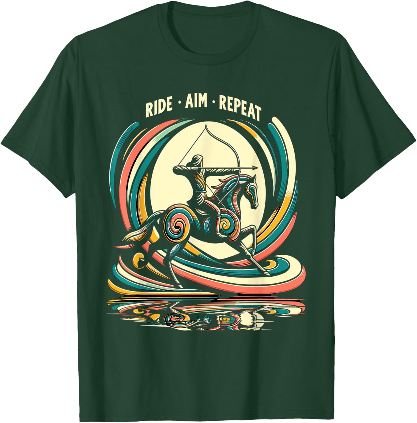 Retro Horse Rider Mounted Archery T-Shirt - T-Shirt | Forest