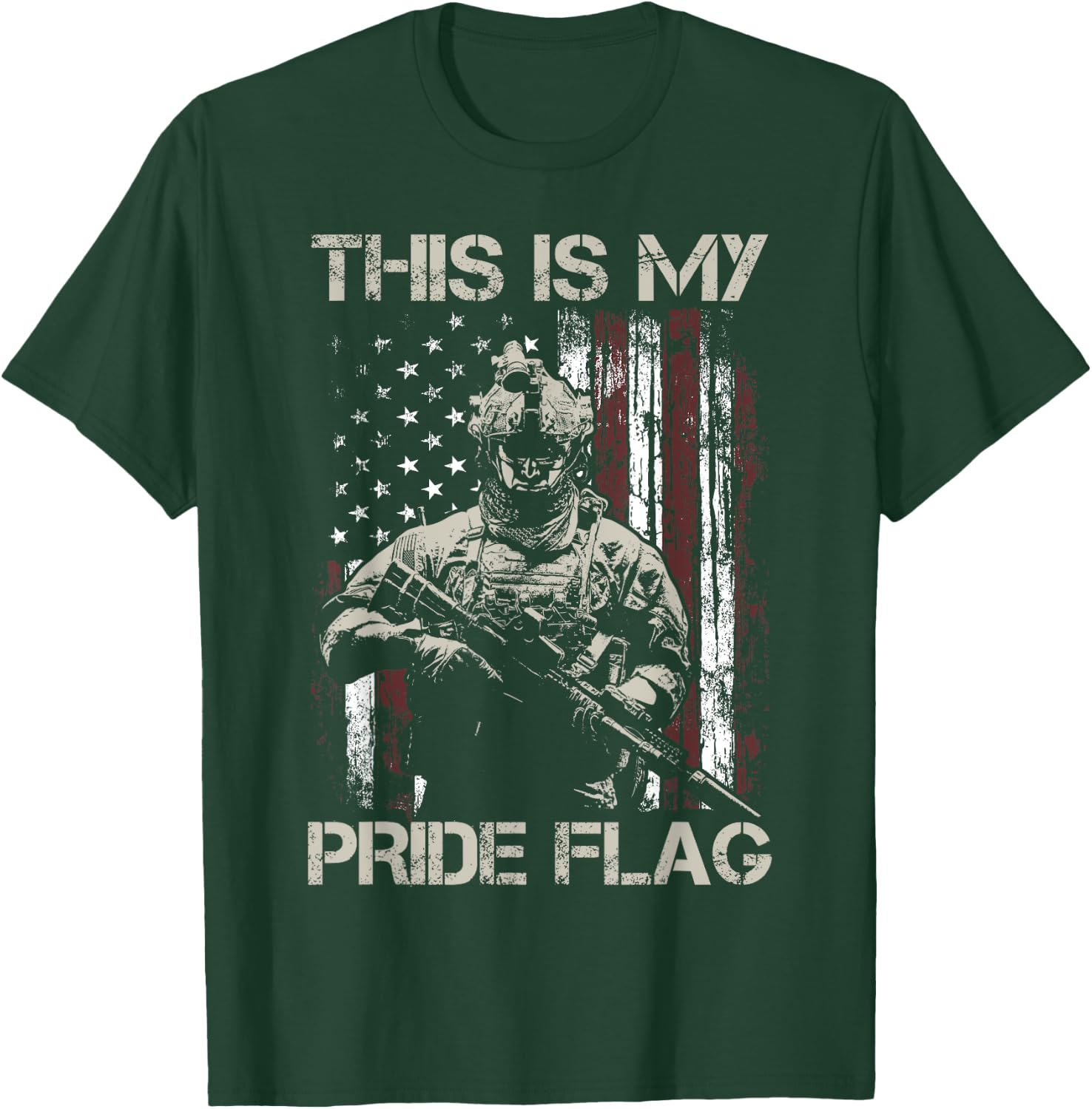 This Is My Pride Flag USA Veteran Patriots Gun American Flag T-Shirt - T-Shirt | Forest