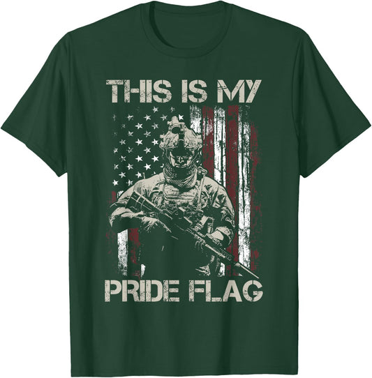 This Is My Pride Flag USA Veteran Patriots Gun American Flag T-Shirt - T-Shirt | Forest