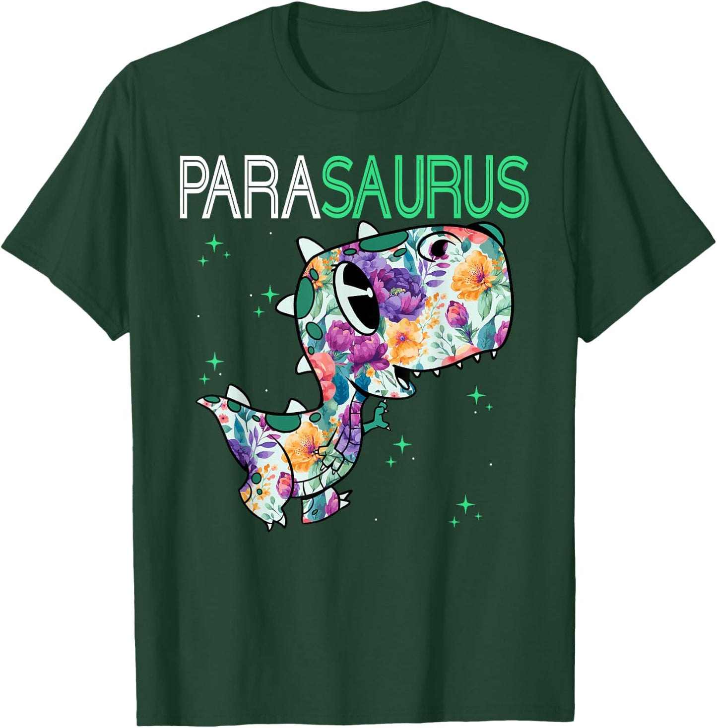 Dino Para Professional Teacher Collection T-Rex Dinosaur Paraeducator Assistant Teacher T-Shirt - T-Shirt | Forest