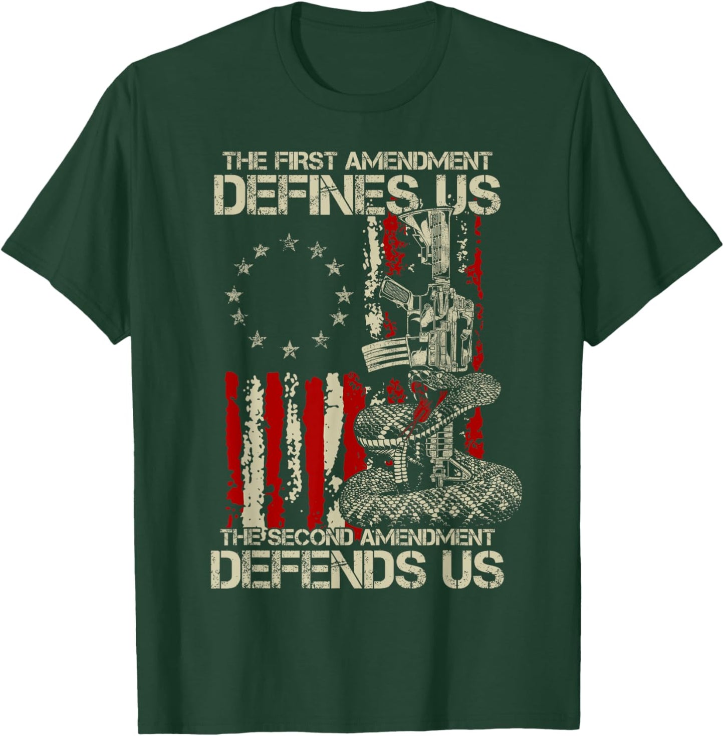 The First Amendment defines us American Flag T-Shirt - T-Shirt | Forest