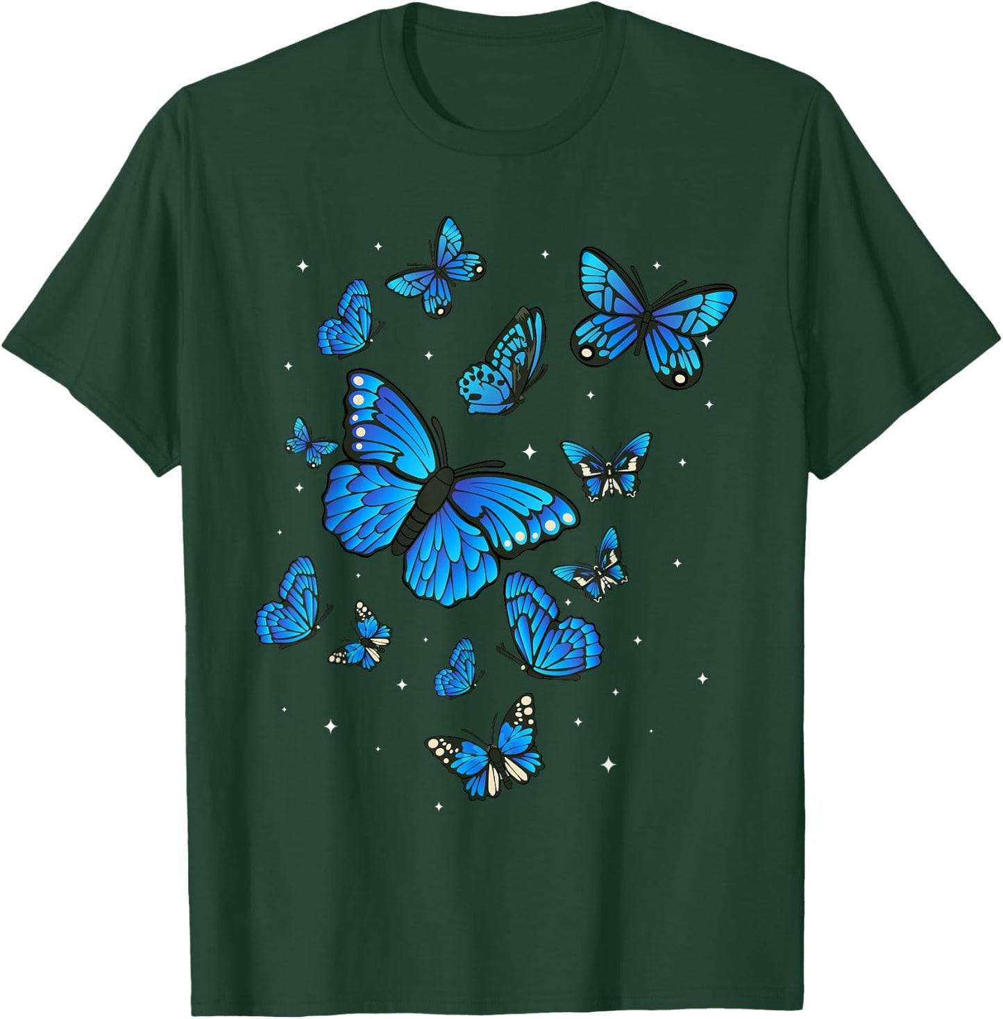 Blue Butterflies Insects Collector Nature Lover Botanist Art T-Shirt - T-Shirt | Forest