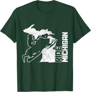 Snowmobile Ride Michigan Snowmobile Vintage T-Shirt - T-Shirt | Forest