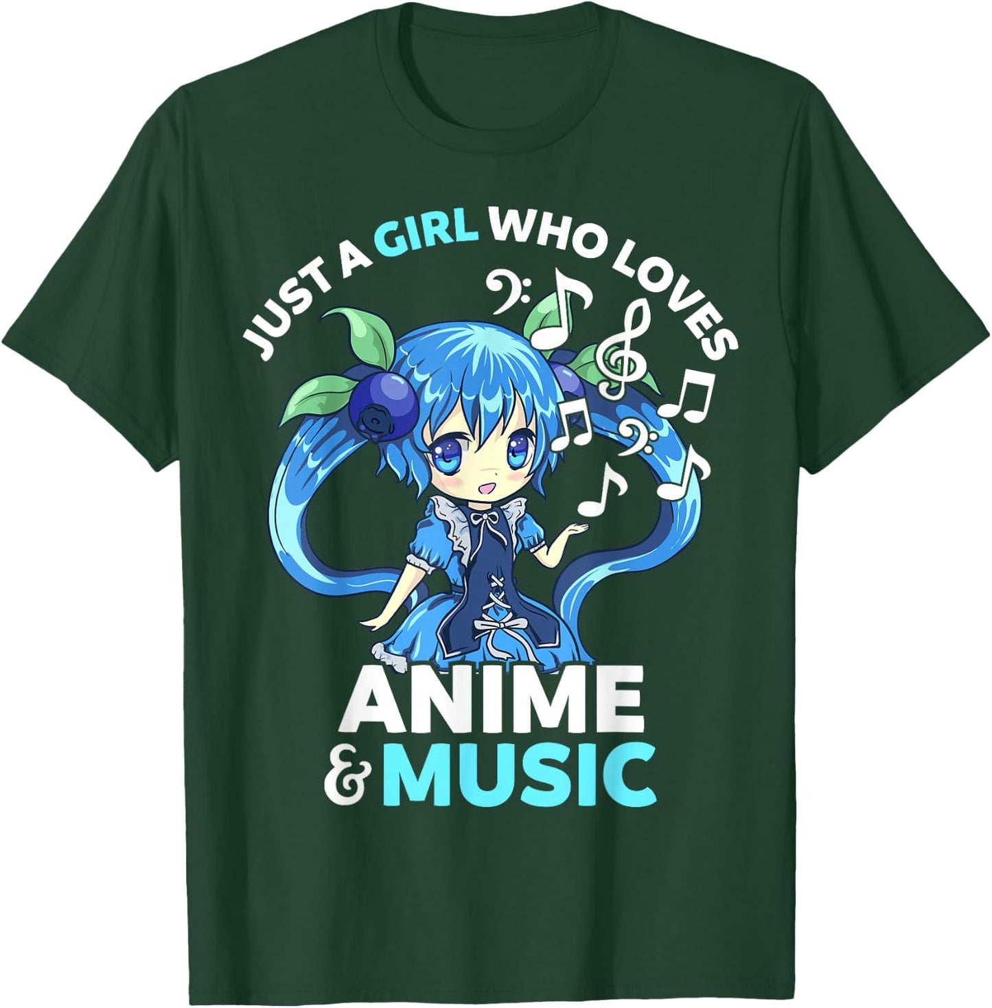 Cute Kawaii Chibi Just A Girl Who Loves Anime and Music Teen T-Shirt - T-Shirt | Forest