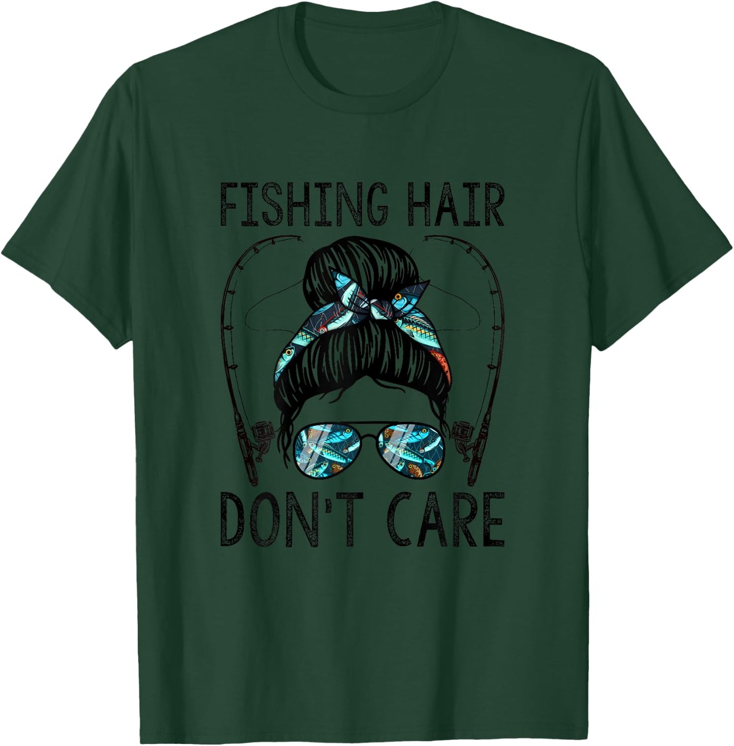 Fishing Hair Don't Care T-Shirt - T-Shirt | Forest