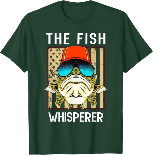 The fis.h whisperer american flag Women Men T-Shirt - T-Shirt | Forest