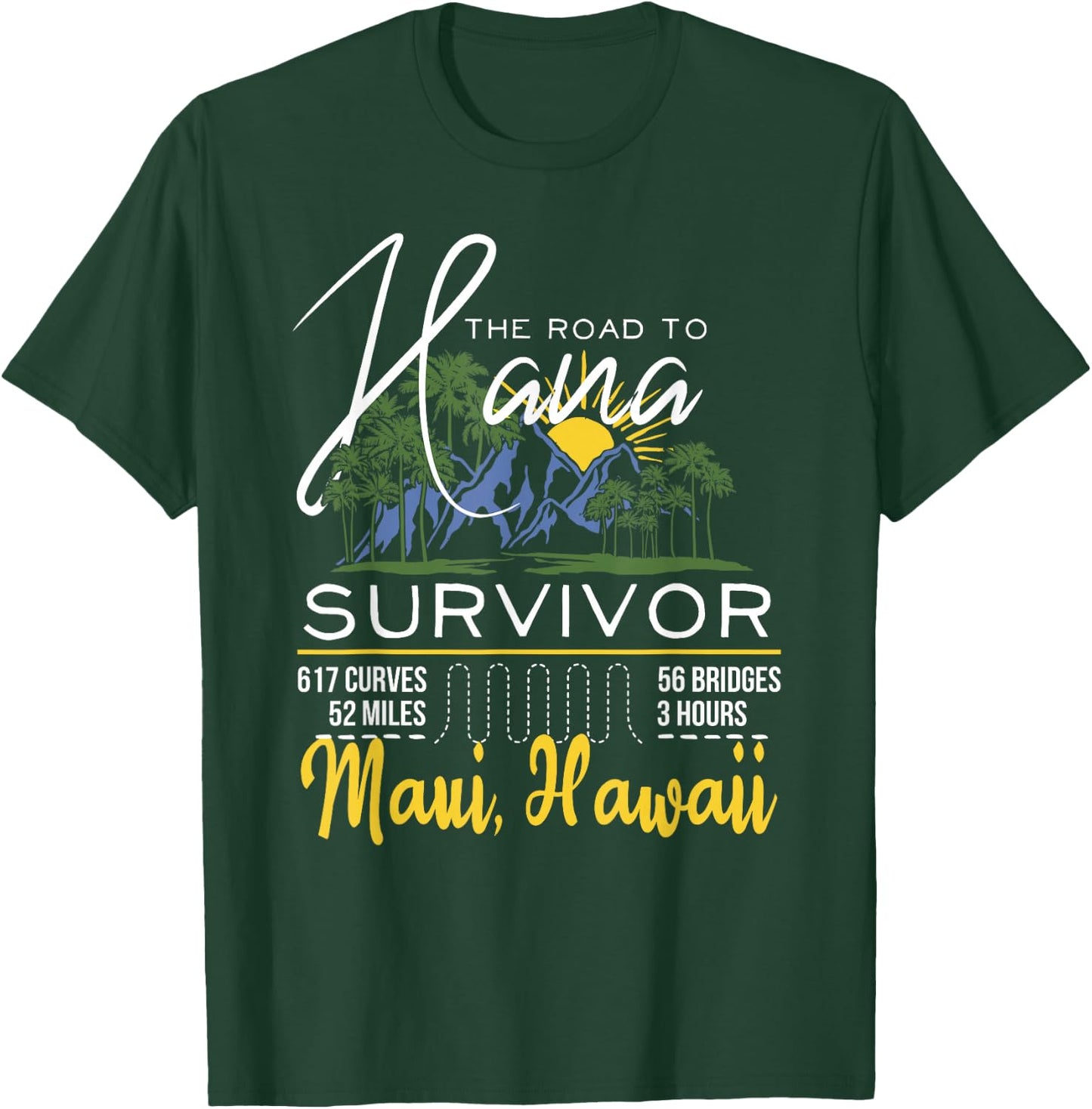 Road to Hana Survivor Curvy Palm Maui Hawaii Lover Small T-Shirt - T-Shirt | Forest