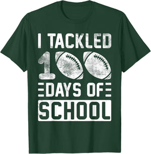 I Tackled 100 Days Of School Football Boys 100th Day School T-Shirt - T-Shirt | Forest