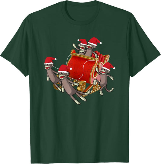 Sock Monkeys Take Over Christmas Funny Sock Monkey T-Shirt - T-Shirt | Forest