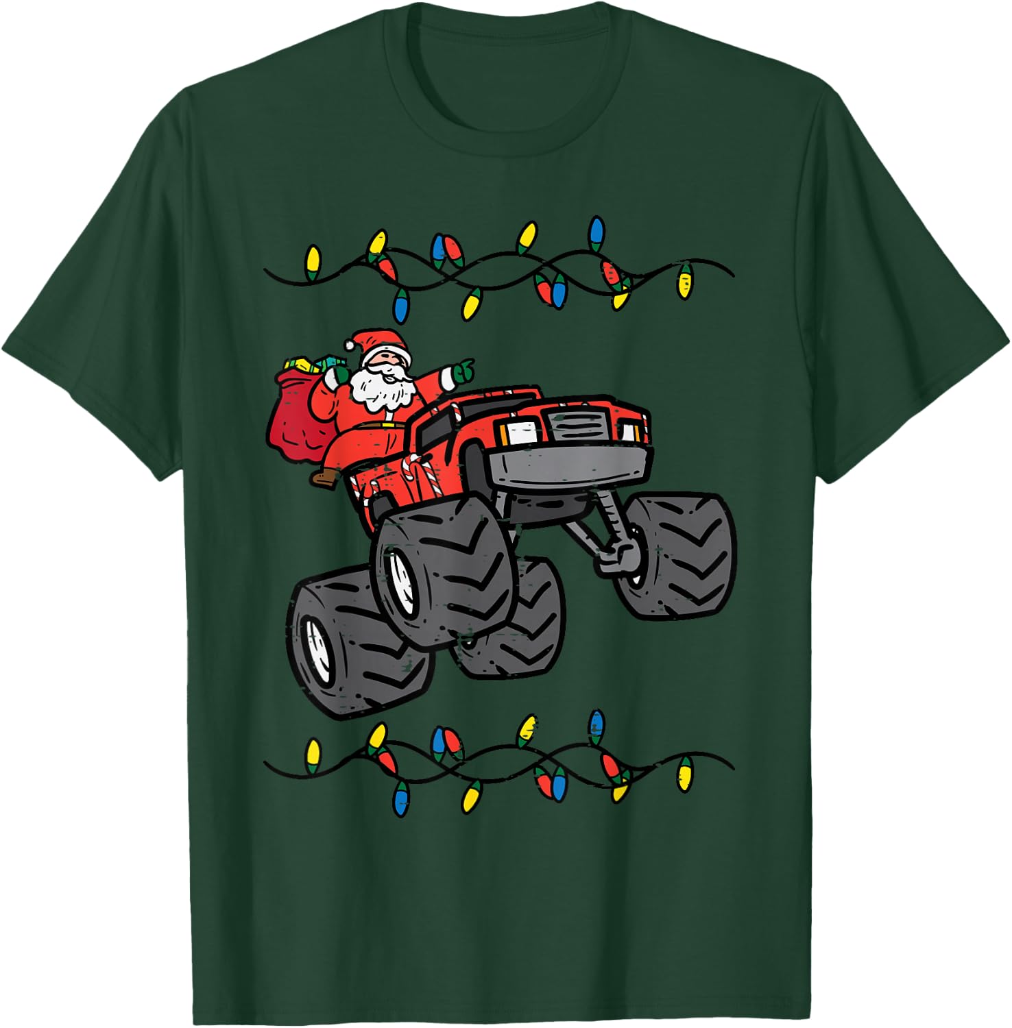 Christmas Santa Monster Truck Xmas Boys Kids Toddler Youth T-Shirt - T-Shirt | Forest