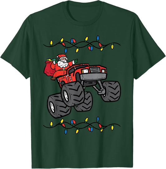 Christmas Santa Monster Truck Xmas Boys Kids Toddler Youth T-Shirt - T-Shirt | Forest