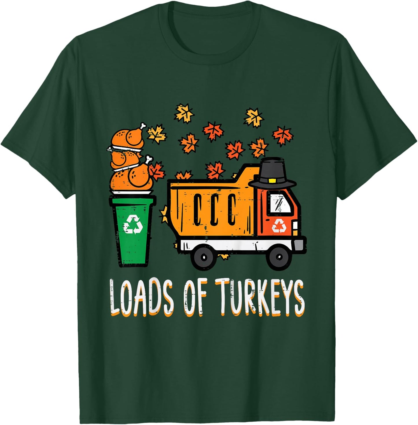 Kids Thanksgiving Dump Truck Loads Of Turkeys Toddler Boys Kids T-Shirt - T-Shirt | Forest