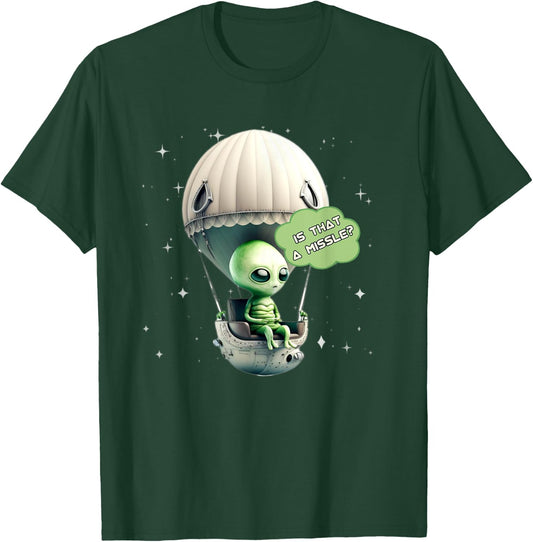 Funny Alien Balloon UFO Hot Air Balloon Alien Ship Lovers T-Shirt - T-Shirt | Forest