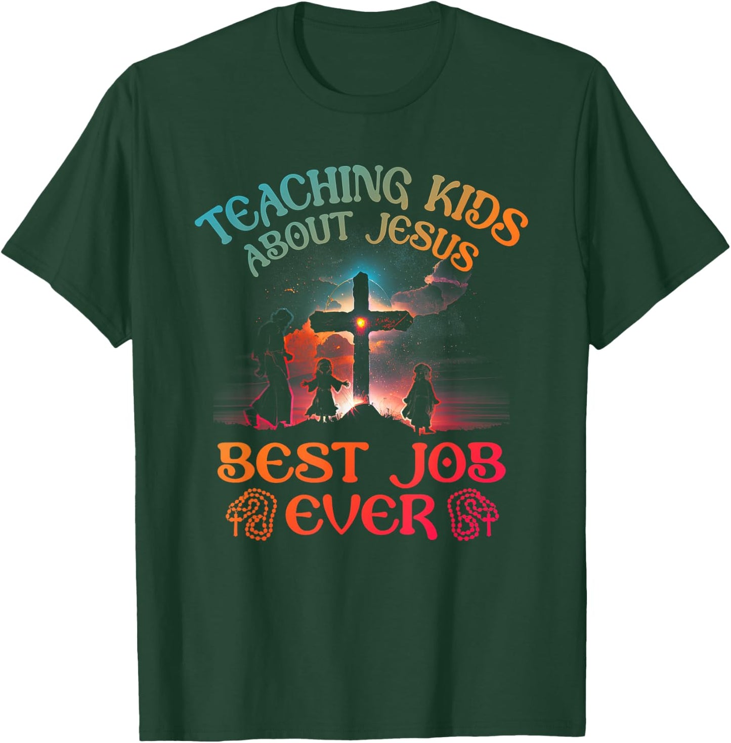 Retro Teaching Kids About Jesus is the Best Job Ever Teacher T-Shirt - T-Shirt | Forest