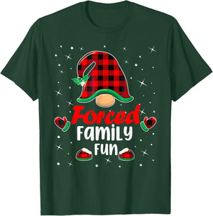 Funny Xmas Santa Hat Forced Family Fun Anti Christmas Gifts T-Shirt - T-Shirt | Forest