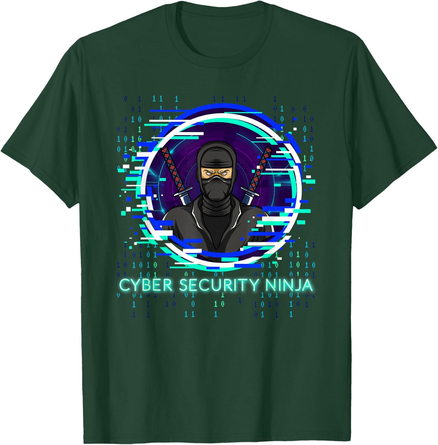 Cybersecurity Ninja Binary Code Programmer Nerd Design T-Shirt - T-Shirt | Forest
