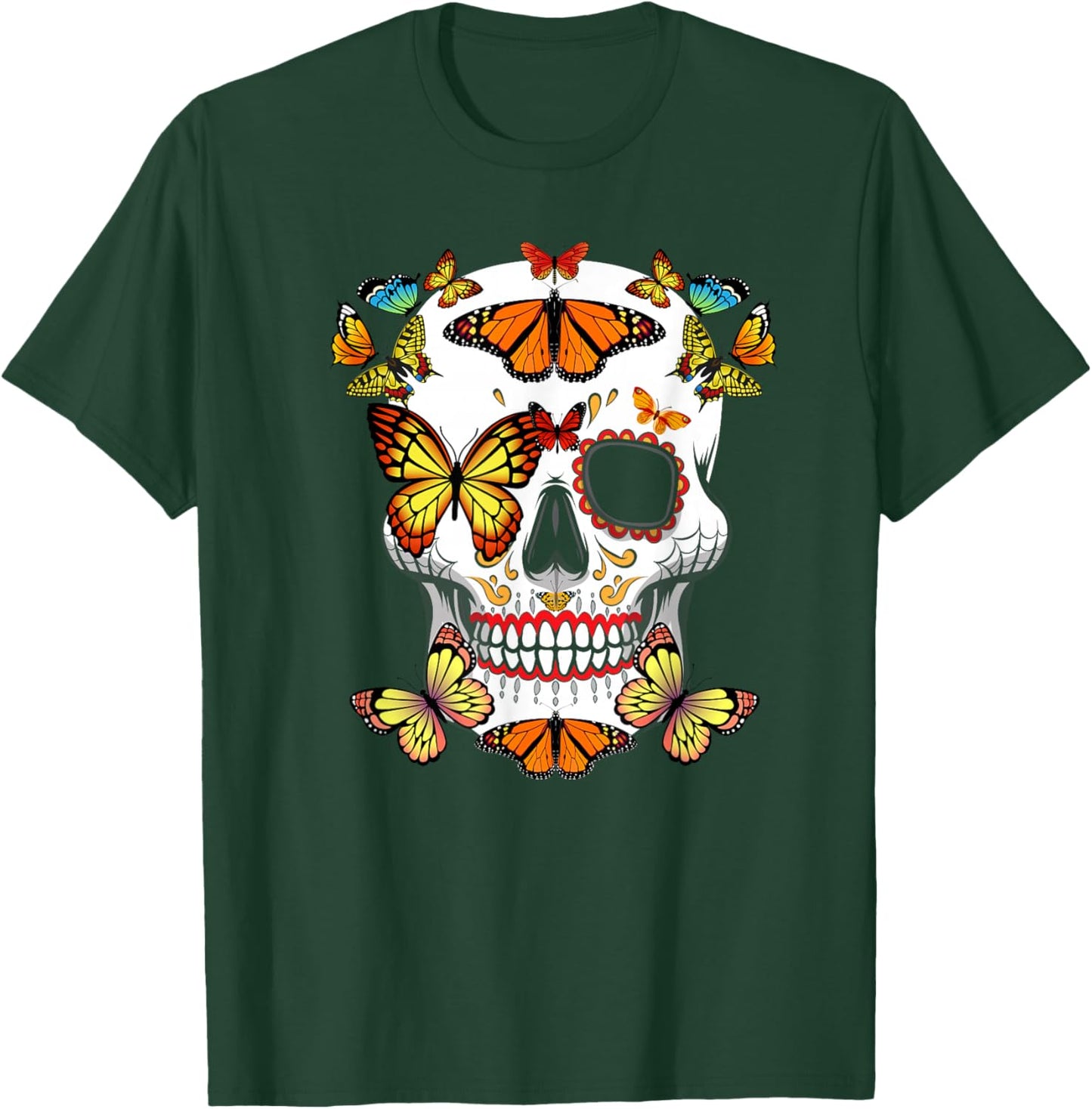 Sugar Skull Butterfly Shirt Color Butterfly Shirt Butterfly T-Shirt - T-Shirt | Forest