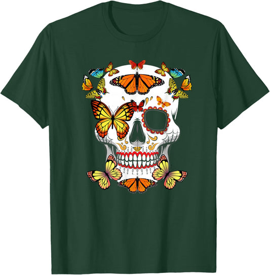 Sugar Skull Butterfly Shirt Color Butterfly Shirt Butterfly T-Shirt - T-Shirt | Forest