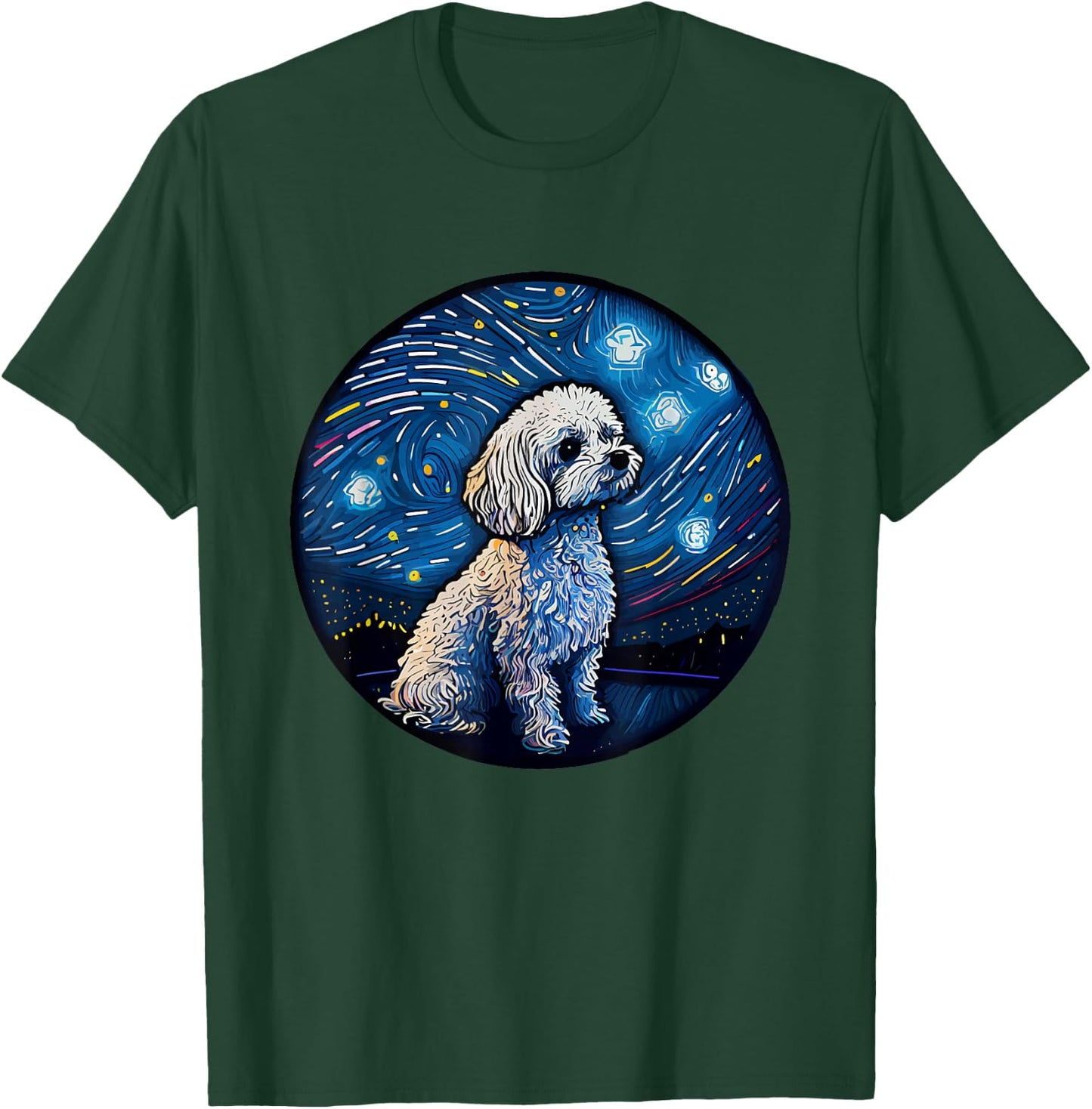 Maltipoo Starry Night Van Gogh Maltipoo Mom Dad Owner T-Shirt - T-Shirt | Forest